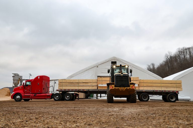 loading lumber at the Lumber Link facility